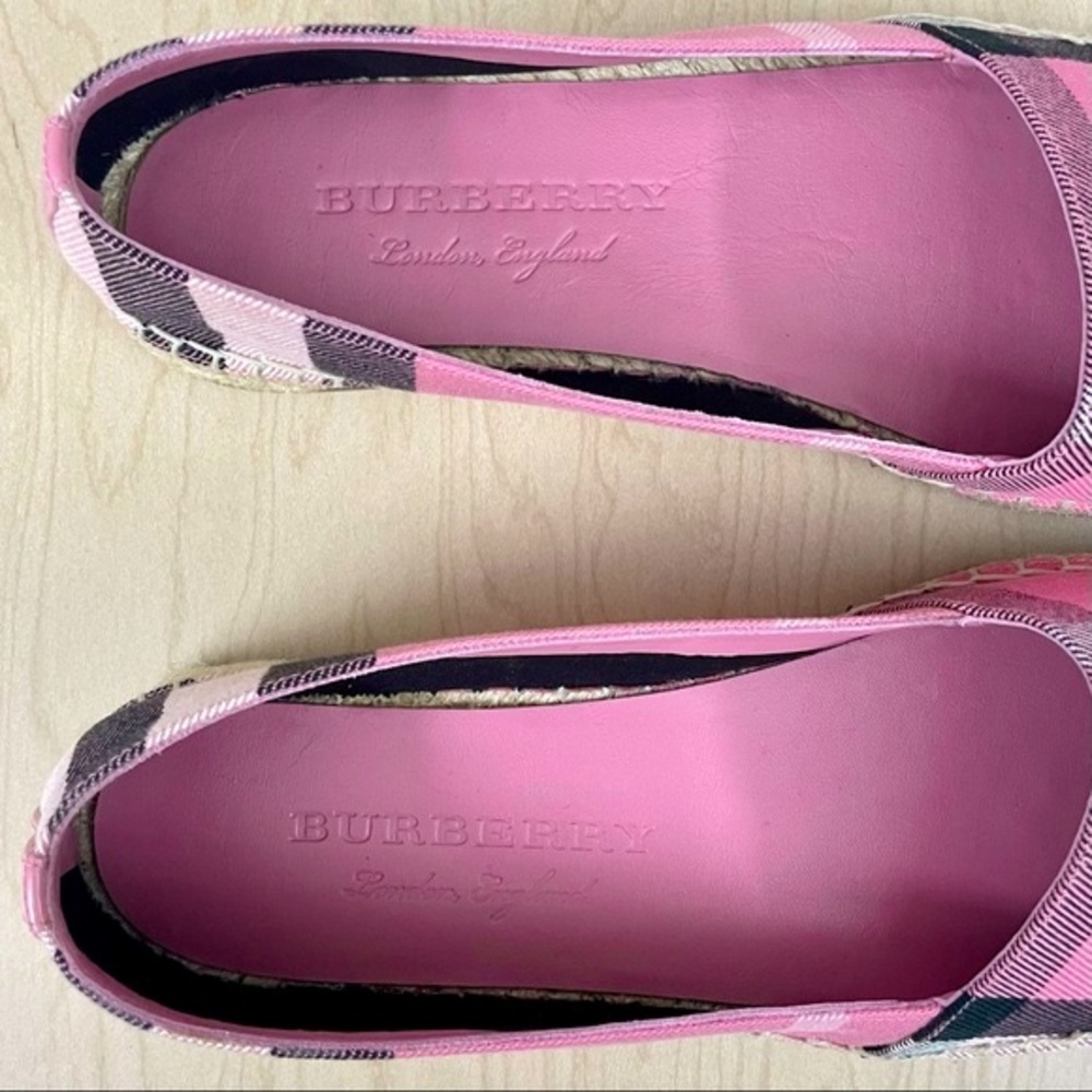 New Burberry Shoes Womens 37 Hodgeson Flat Espadrilles House Check Rose Pink - Picture 5 of 10